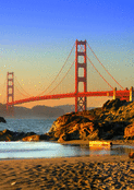 Pont embl&eacute;matique au cr&eacute;puscule de San Francisco